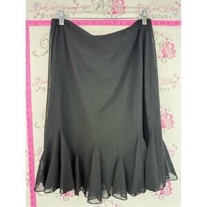JS Collections skirt ruffle hem fairy Black Circle Skirt with Flounced Hem